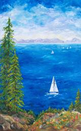 Lake Tahoe Sierra Art Painting by Renee Ekleberry