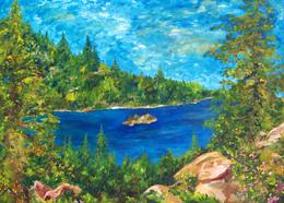 Lake Tahoe Sierra Art Painting by Renee Ekleberry